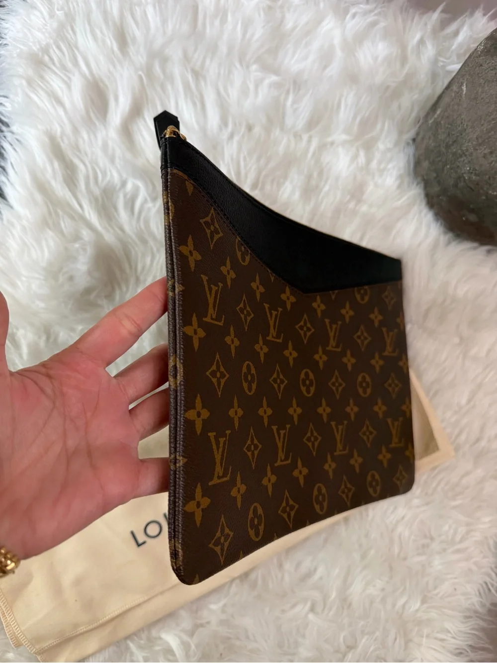 Louis Vuitton Monogram Zip Daily Pouch in Black Trim